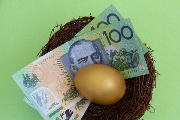 Money in a basket with a golden easter egg